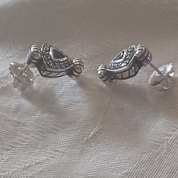 John Atencio Amethyst and Diamond Stud Earrings, SS - Picture 5 of 11